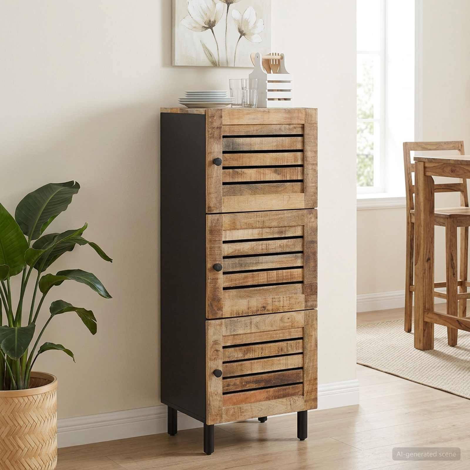 vidaXL Schranksystem Stauraumschränke Natur 40 x 33 x 110 cm Massivholz (1-St)