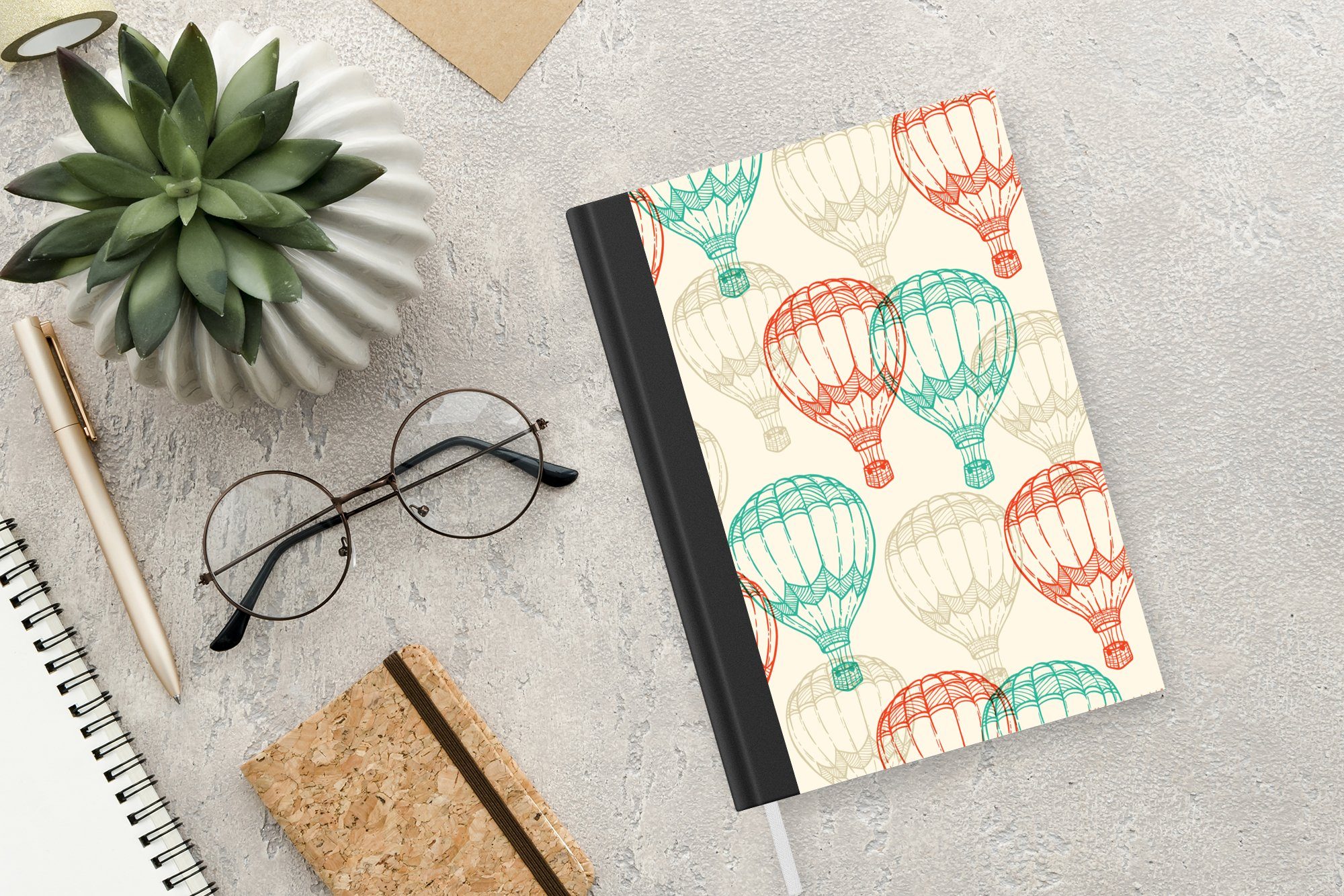 Journal, Tagebuch, Haushaltsbuch Notizheft, 98 Luftballon MuchoWow Notizbuch Kind - Vintage Merkzettel, - Entwurf, - A5, Seiten,