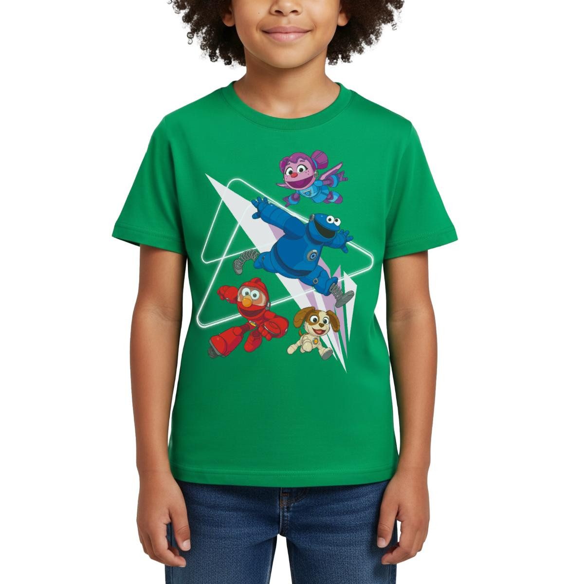 T-Shirt Mecha Builders Elmo Cookie Und Abby Kinderhelden Design Kinder T-Shirt