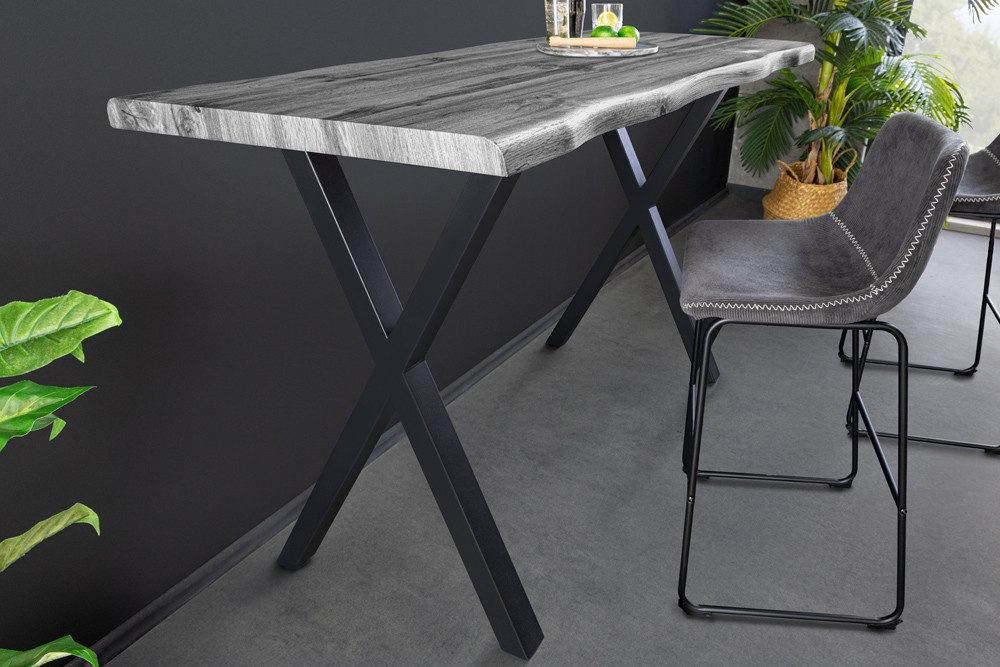 riess-ambiente Bartisch WILD 120cm grau/schwarz · Wildeichen-Design, Metall günstig online kaufen