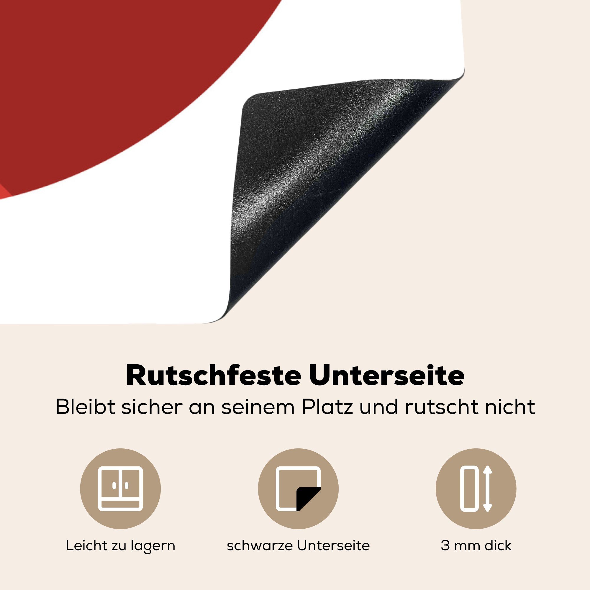 küche für Arbeitsplatte einem tlg), roten Hintergrund, cm, Eine (1 Illustration Hühnersuppe Ceranfeldabdeckung, von MuchoWow Vinyl, 78x78 Herdblende-/Abdeckplatte mit