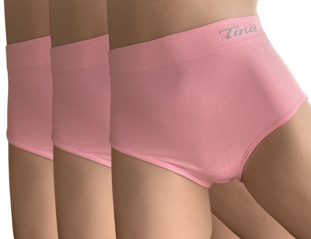Dekker Taillenslip Damenslip "Tina" Seamless ohne Nähte super elastisch (Packung, 3er Pack) mit Logoschriftzug am Wäschebund