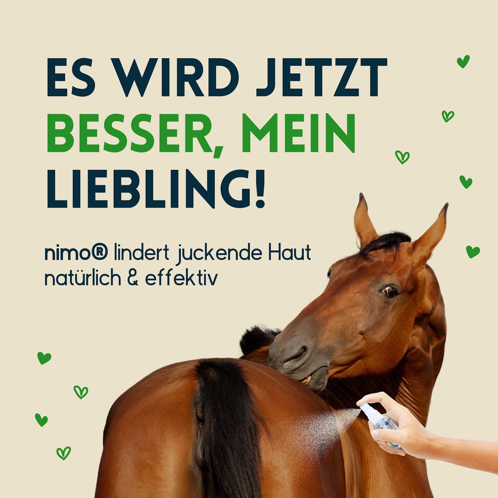 nimo Gesichts- und Körperspray Pferde Hautpflegespray, 1-tlg., natürliche Feuchtigkeitsversorgung für die Haut
