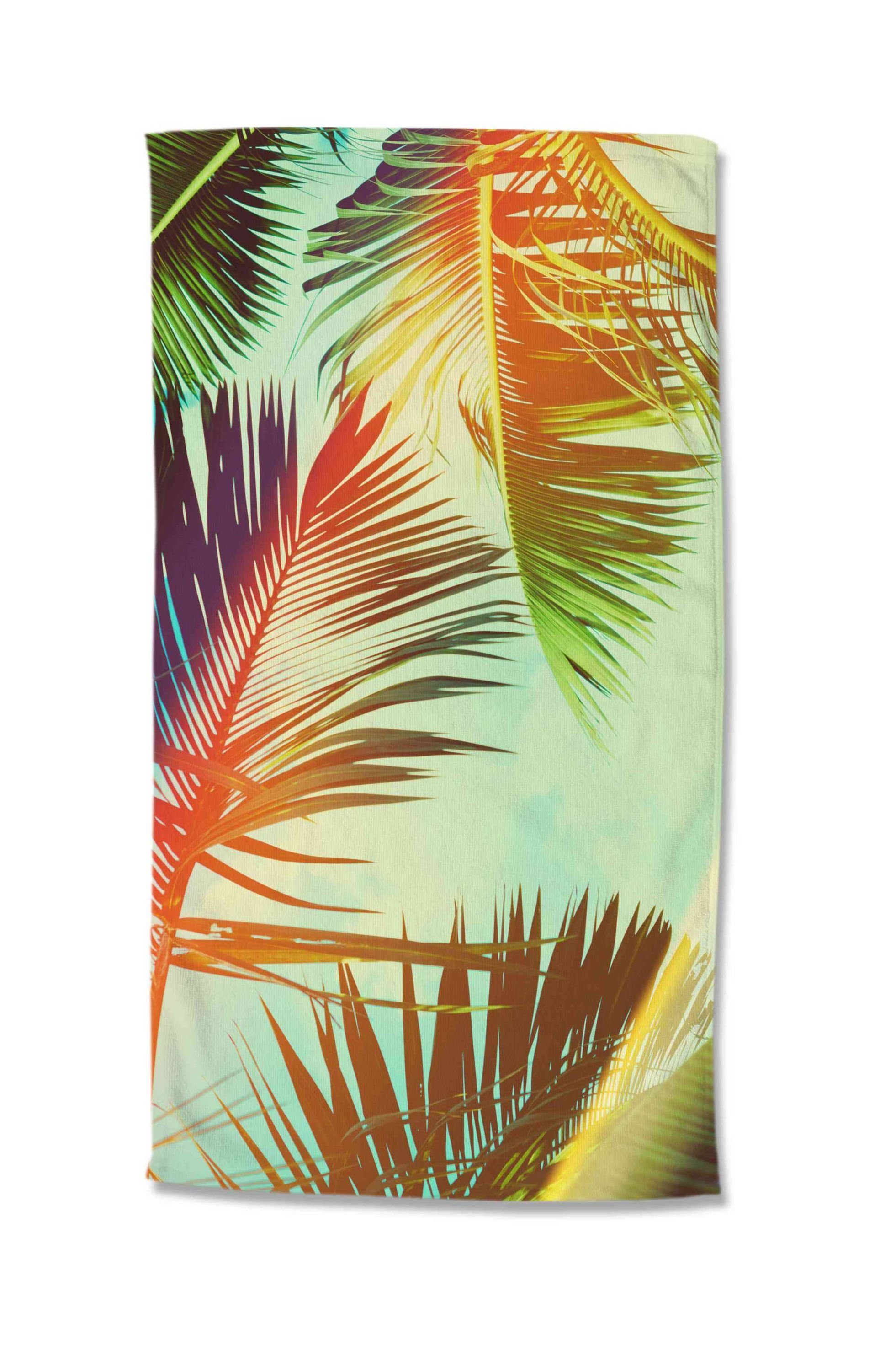 GMD Living Strandtuch PALMS, Motiv: Palmen auf der Vorderseite und weiße Rückseite | Strandtücher