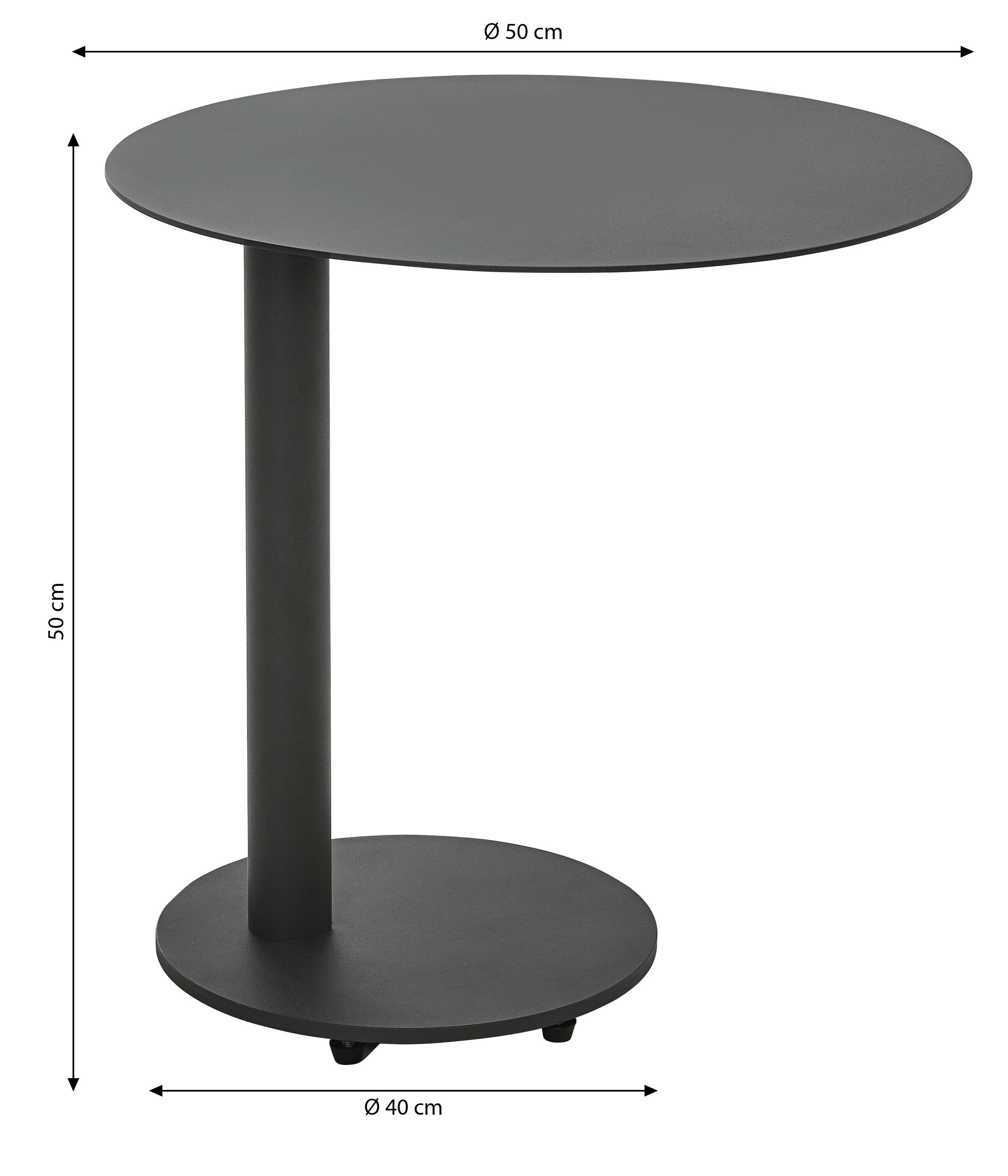 Dehner Gartentisch Beistelltisch Mika, Ø 50 cm, Höhe 50 cm, Aluminium, Trendige Ablage aus hochwertigem Aluminium mit Pulverbeschichtung