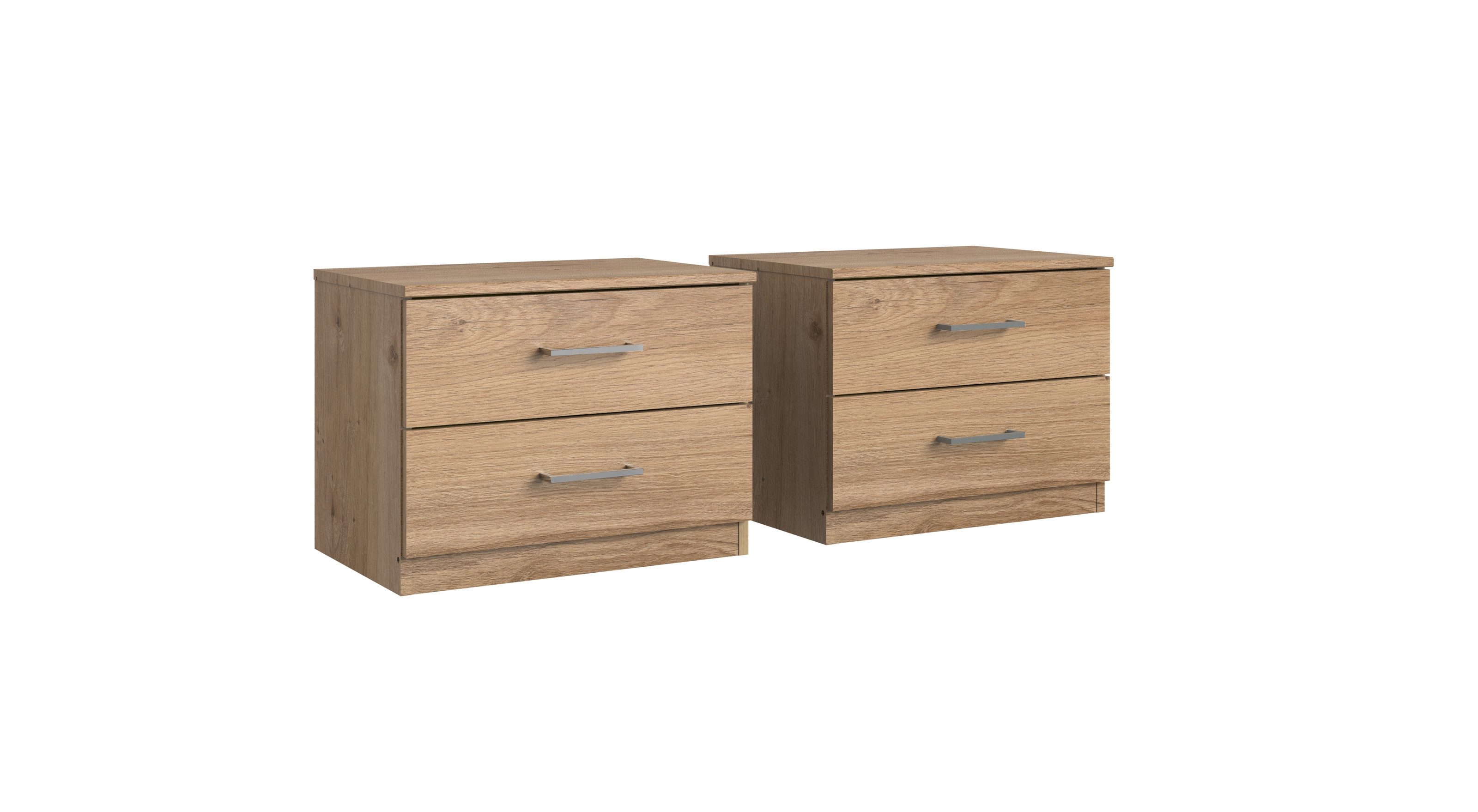 Nachtschrank (2er-Set) in PLANKENEICHE NACHBILDUNG - 52x40x38cm (BxHxT)