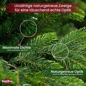 BoomDing Künstlicher Weihnachtsbaum Künstlicher Weihnachtsbaum inkl. Metallständer, Tannenbaum in höchster Qualität ohne lästiges Nadeln