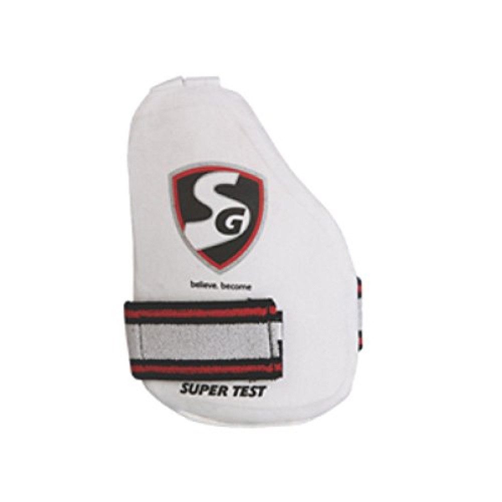 SG Protektoren-Set SG Super Test Cricket Oberschenkelschutz (Verpackungsbestandteile: 1 x Cricket-Innenschenkelpolster, Linkshänder, Verstellbarer Riemen, Leicht), Weiche, saugfähige Handtuchrückseite, ideal für Spieler.
