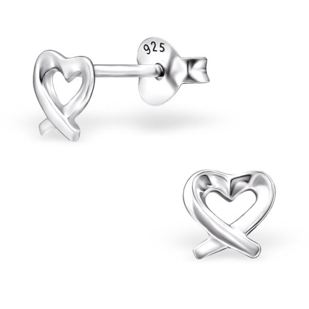 BUNGSA Ohrring-Set Ohrstecker Herz verschnörkelt aus 925 Silber Damen (1 Paar (2 Stück), 2-tlg), Ohrschmuck Ohrringe
