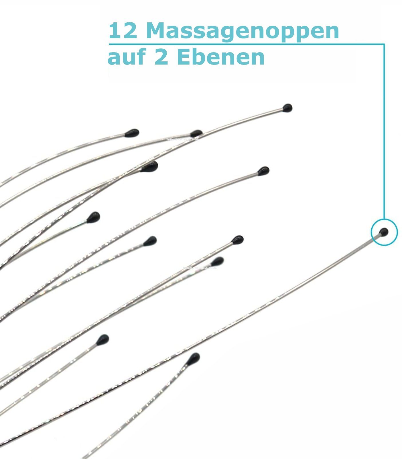 TROPPA Massagegerät Relax Metall Kopfmassage Kopfkrauler Spinne Holzknauf Griff türkis