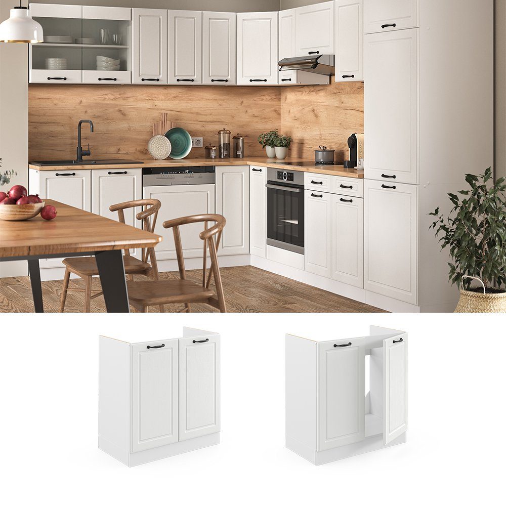 Vicco Unterschrank R-Line, Weiß Landhaus/Weiß, 80 cm ohne Arbeitsplatte (1-St)