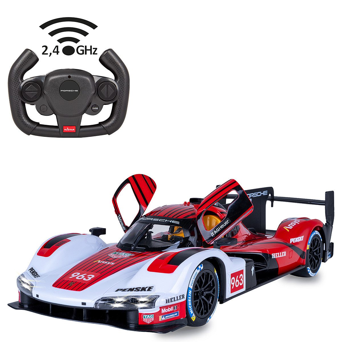 Jamara RC-Auto Porsche 963 LMDH 1:14 rot 2,4GHz Tür manuell