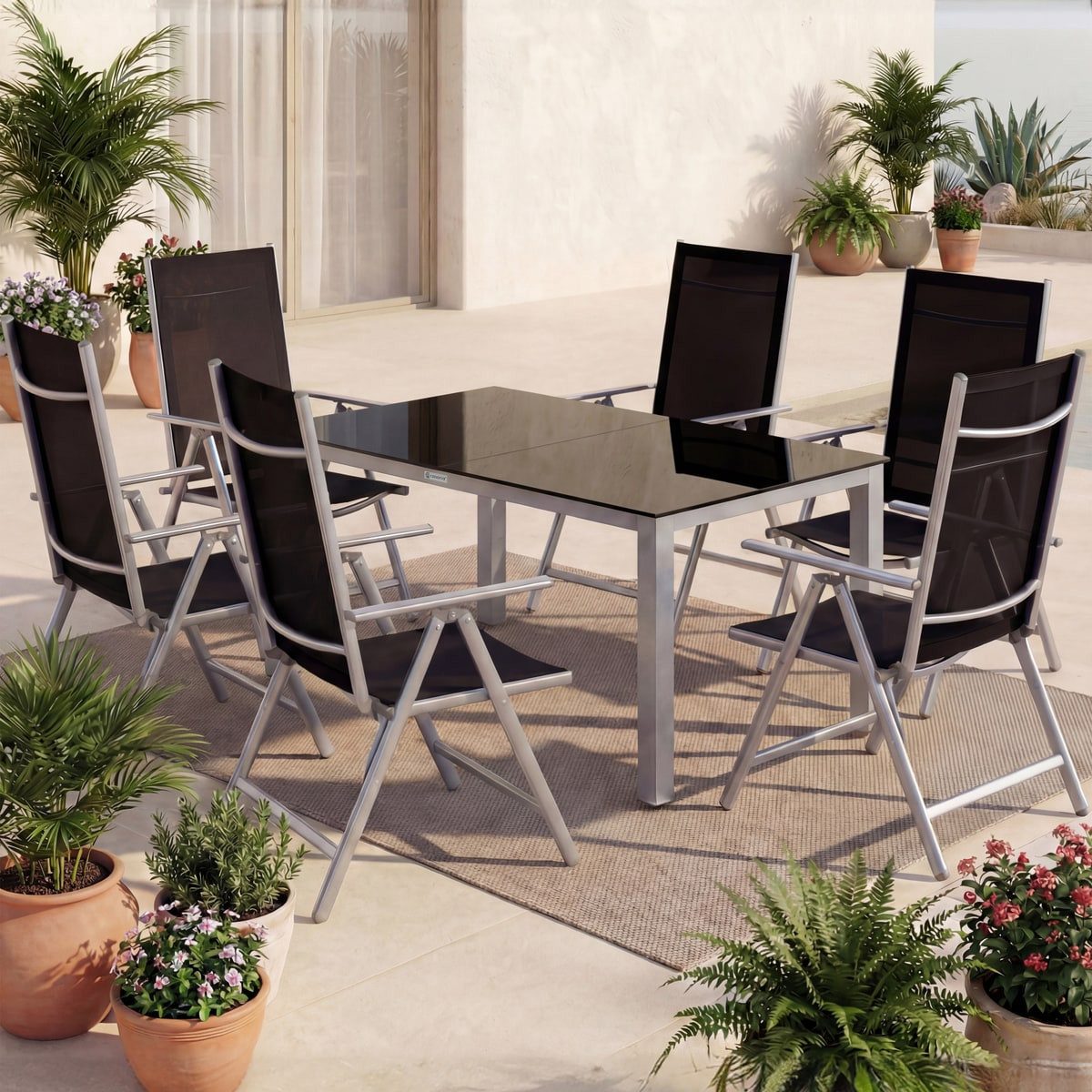 Casaria Garten-Essgruppe Bern, (7-tlg), Aluminium 5mm Sicherheitsglas Stühl günstig online kaufen