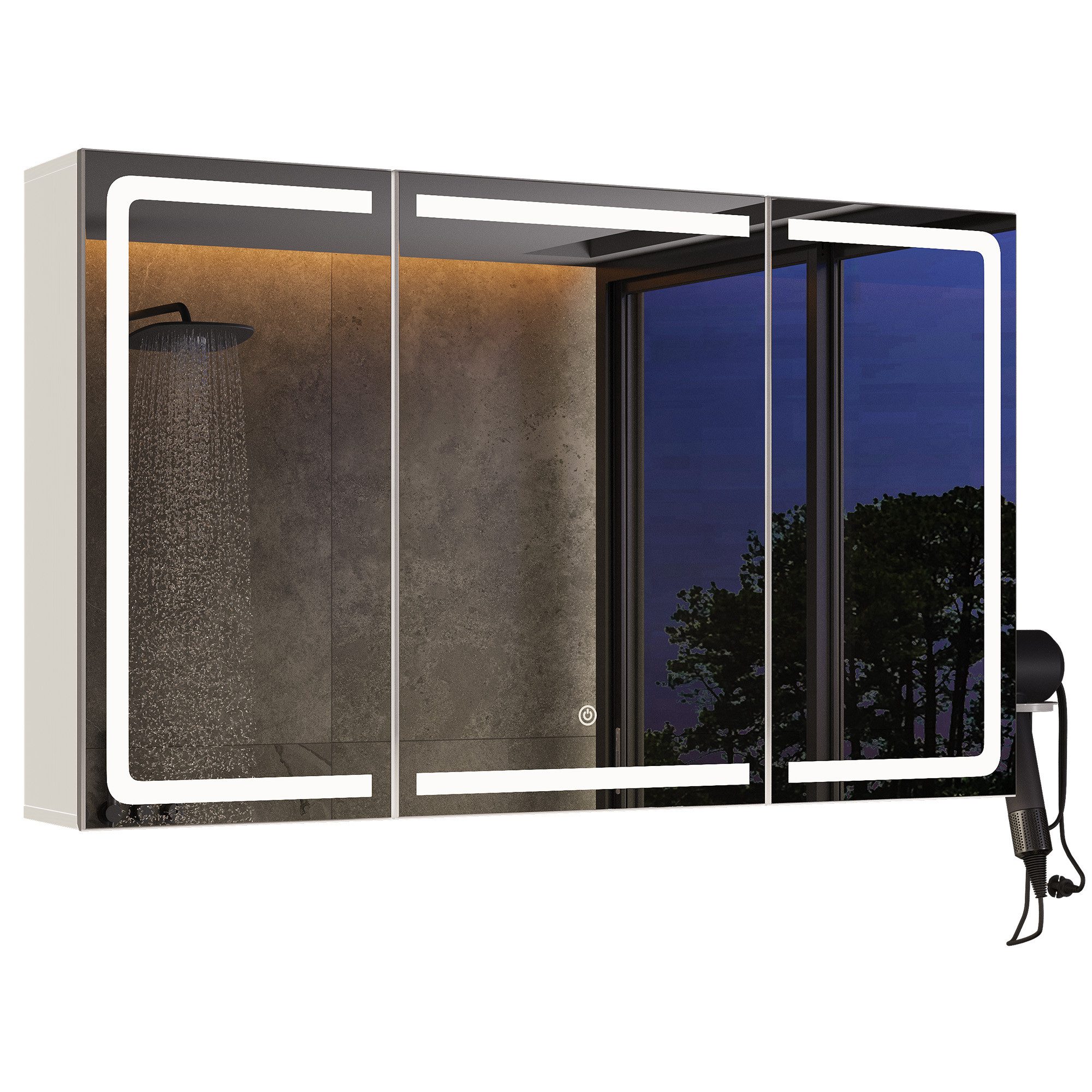 Bealife Spiegelschrank Badezimmerschrank Wandschrank, B:80/100CM (mit Haartrockner-Halter)