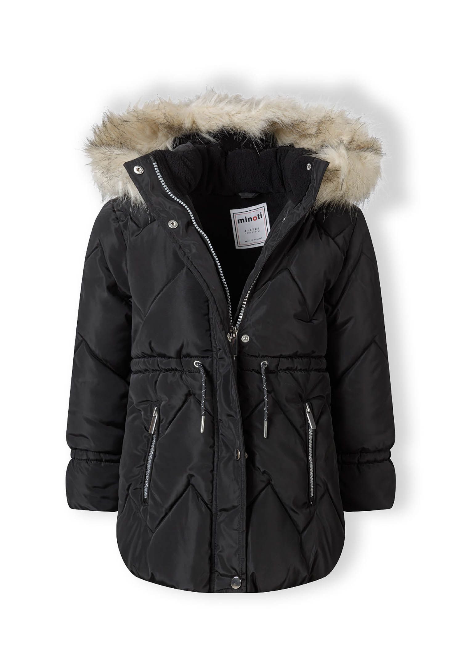 MINOTI Winterjacke Stepp-Winterjacke mit Kunstfell und Tunnelzug in der Taille (2y-14y)