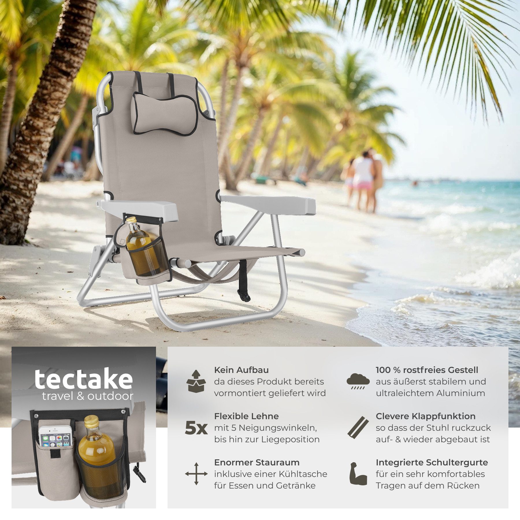 tectake Klappstuhl Strandstuhl (Set, 1 St), günstig online kaufen