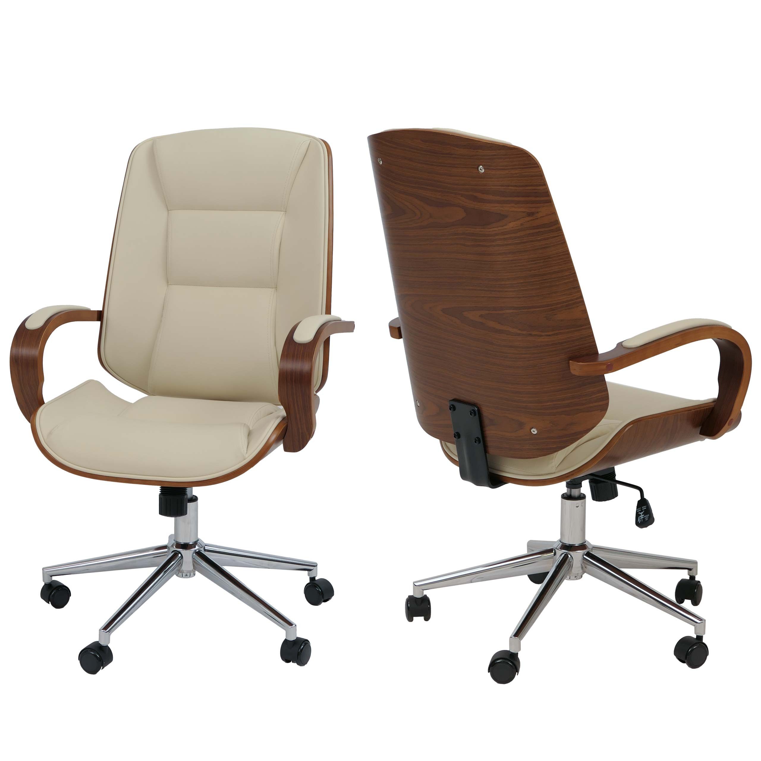 MCW Bürostuhl MCW-O83, Elegantes Design aus Bugholz, um 360° drehbar, mit Rollen