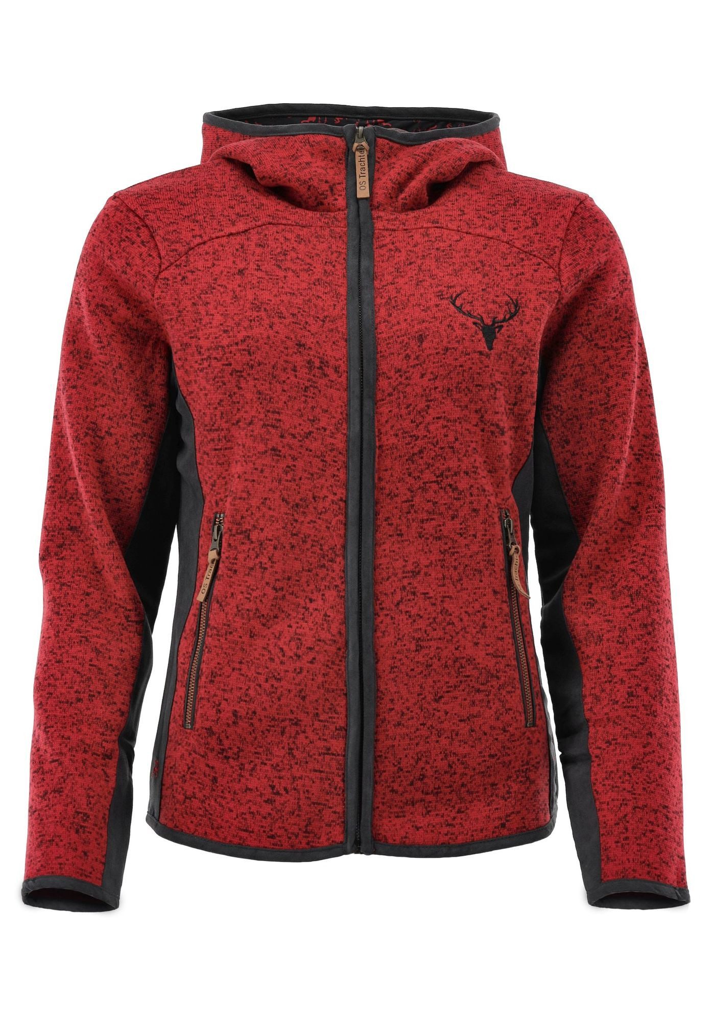 OS Trachten Strickfleecejacke Zumgu Outdoorjacke mit Kapuze mit Kontrastfut günstig online kaufen