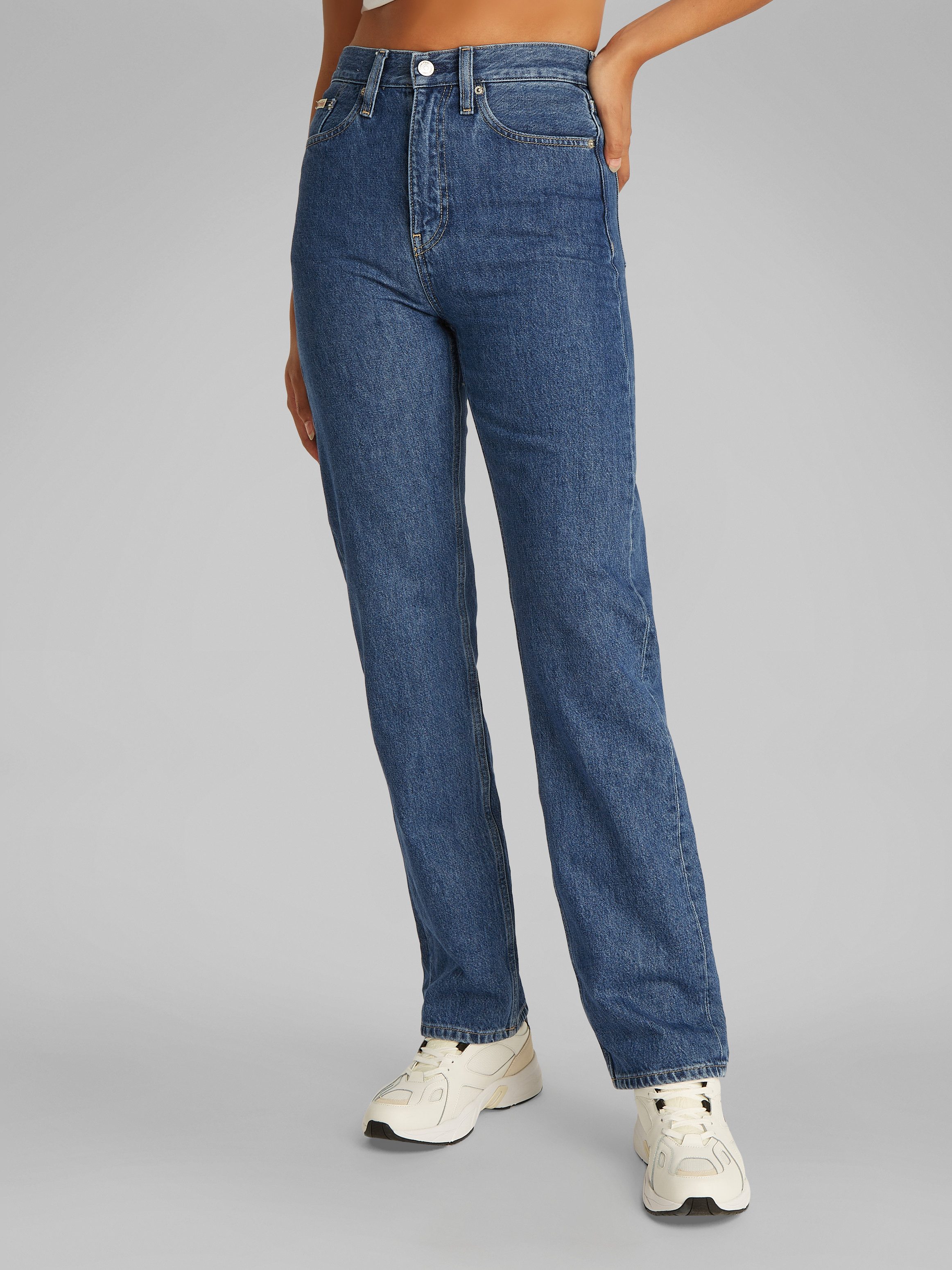 Calvin Klein Джинсы Straight-Jeans HIGH RISE STRAIGHT in mittelblauer Waschung