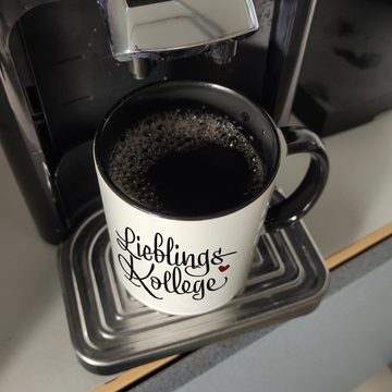 speecheese Tasse Lieblingskollege Kaffeebecher Henkel und Innenseite Schwarz