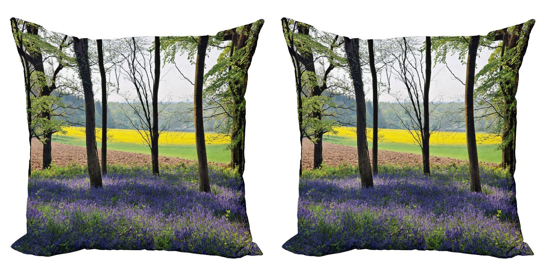 Glockenblumen Stück), (2 Blumen Doppelseitiger Rural Kissenbezüge Digitaldruck, Wald Accent Modern Abakuhaus
