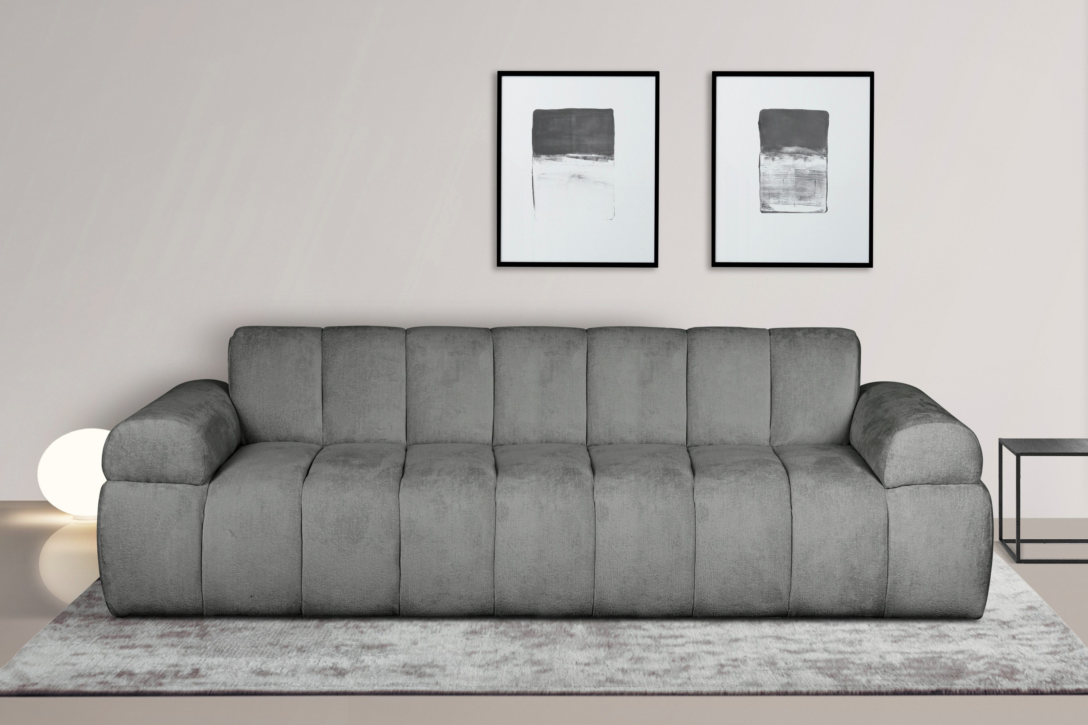 Home affaire 3-Sitzer LYOTH, moderne Steppung, Armlehnen in Kissenoptik, B/T/H: 220/93/71 vm