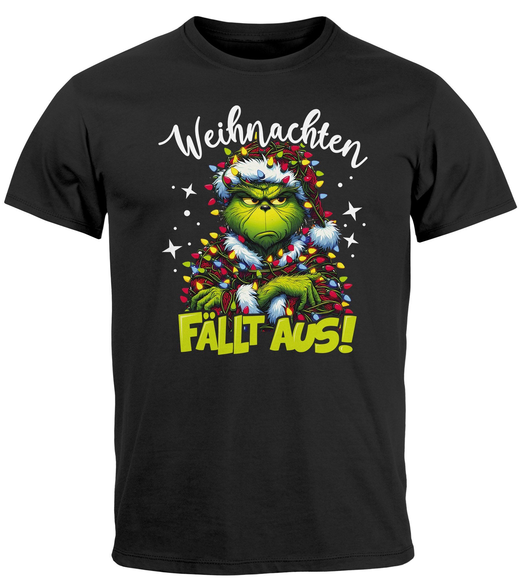 Print-Shirt Herren T-Shirt Weihnachten fällt aus Weihnachtsshirt Grinch
