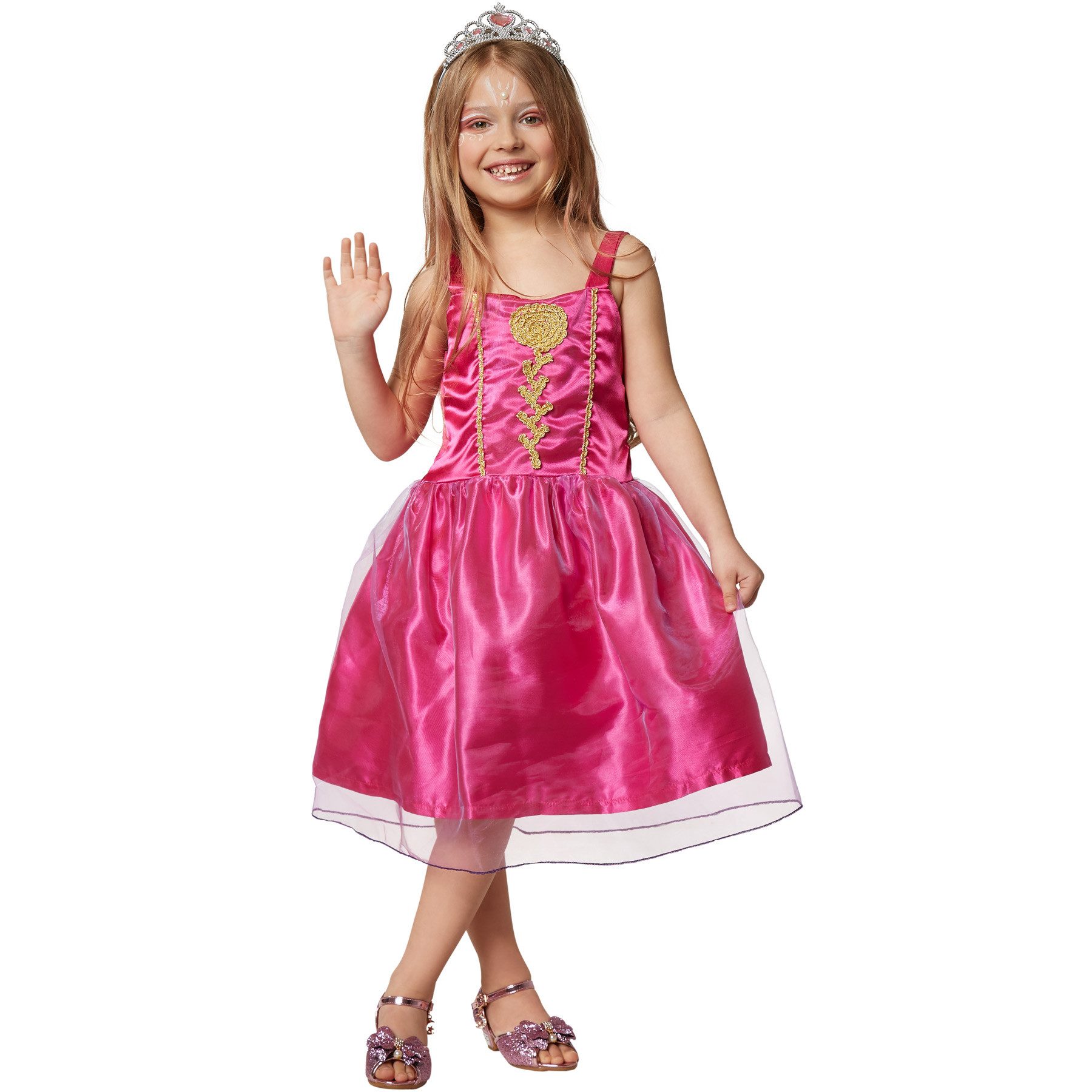 dressforfun Kostüm Prinzessin, auch Edelfrau, in der Farbe rosa, Gr. 104 (3-4 Jahre), Mehrlagiger Rock aus feinem Stoff und Tüll, Reißverschluss hinten