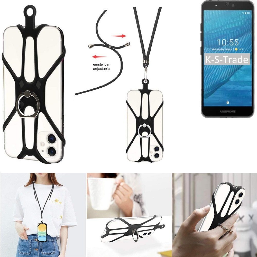 K-S-Trade Handyhülle für Fairphone Fairphone 3, 3in1 Handykette Handyband Handykordel Halsband Smartphone-Ring