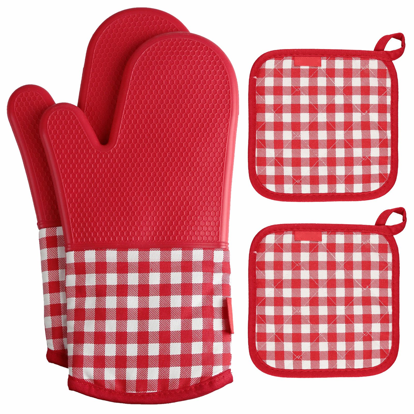 Lexzurn Topfhandschuhe Topflappen Ofenhandschuh 4er Set, 300℃ Hitzebeständi günstig online kaufen