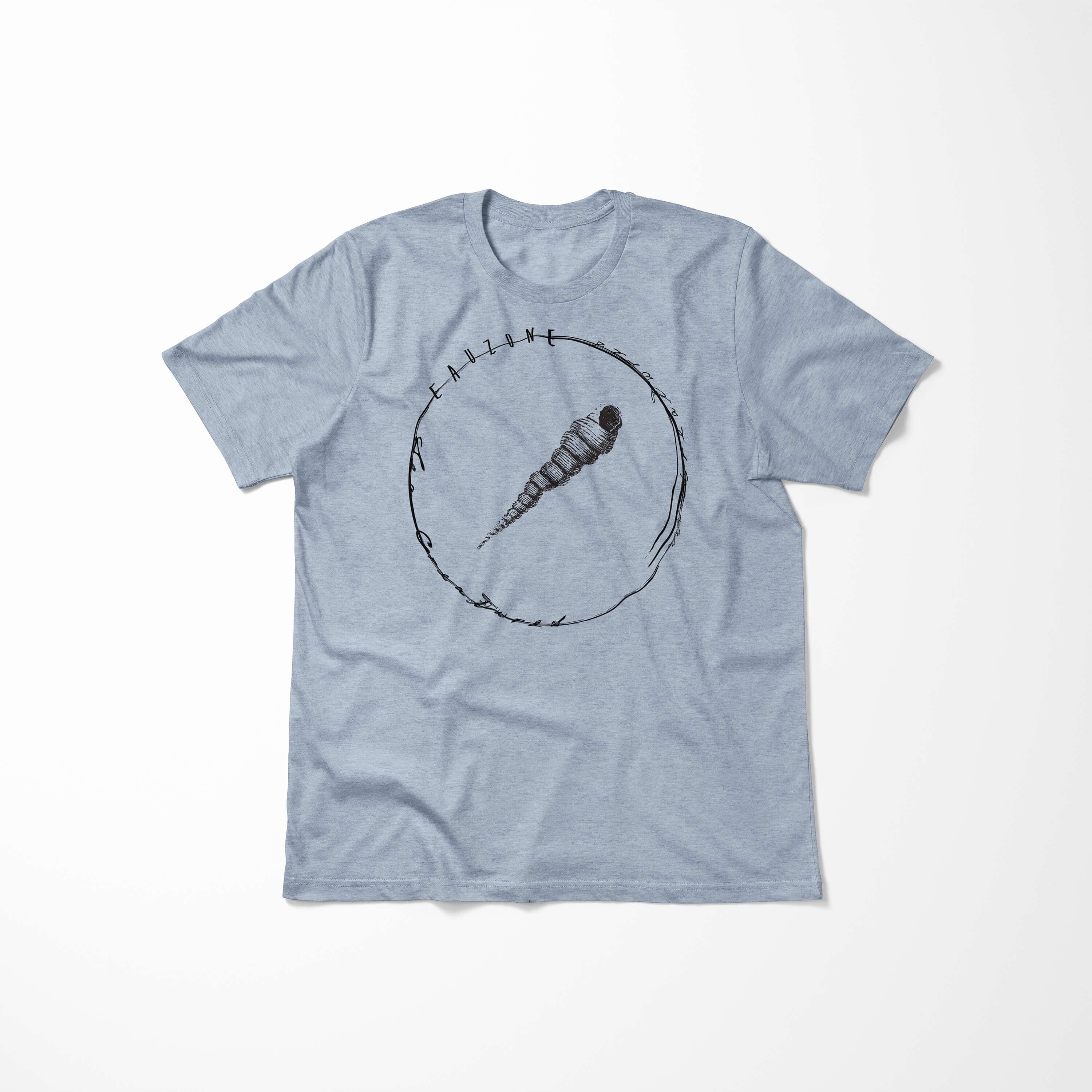 Sea Fische Sinus T-Shirt und 011 Schnitt Creatures, sportlicher Art - feine T-Shirt Tiefsee Struktur / Stonewash Serie: Denim Sea