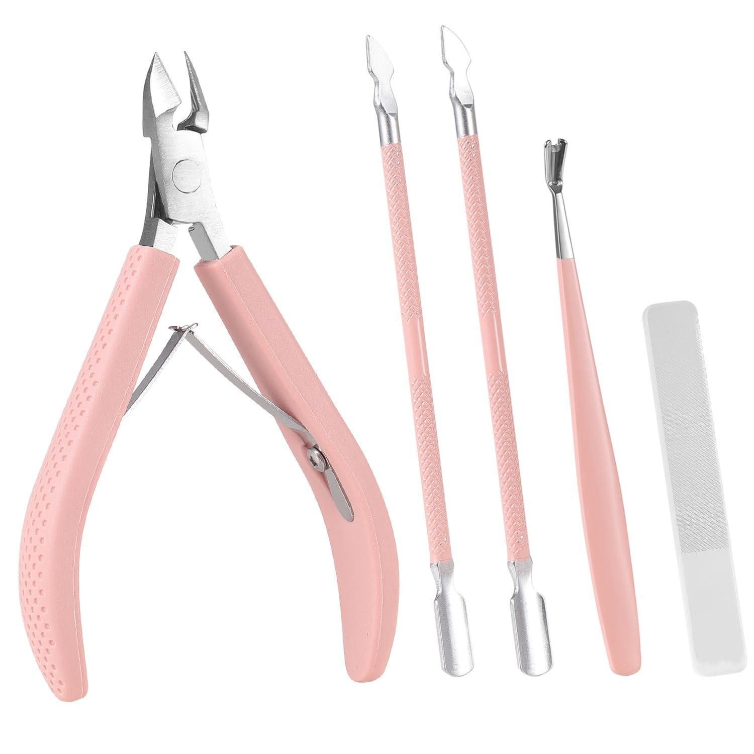 LuxusKollektion Nagelhautzange Nagelhautpflege Set Rosa Edelstahl