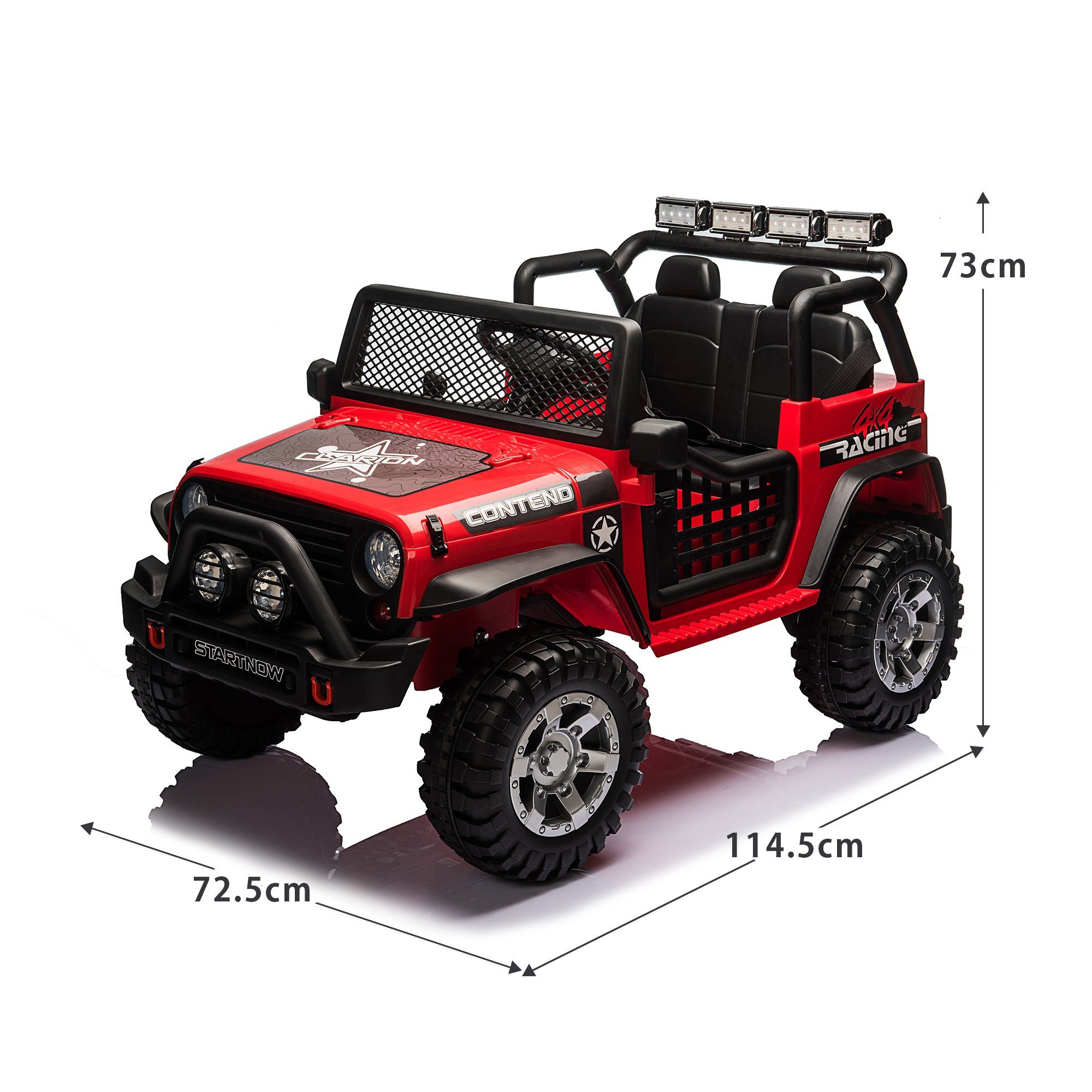Fangqi Elektro-Kinderauto Elektroauto für Rot 12V Mit 2,4G-Fernbedienung, kinder Batterieleistung, 3 ab Jahre Geschwindigkeiten,LED-Lichter,Musik,UKW-Radio 3