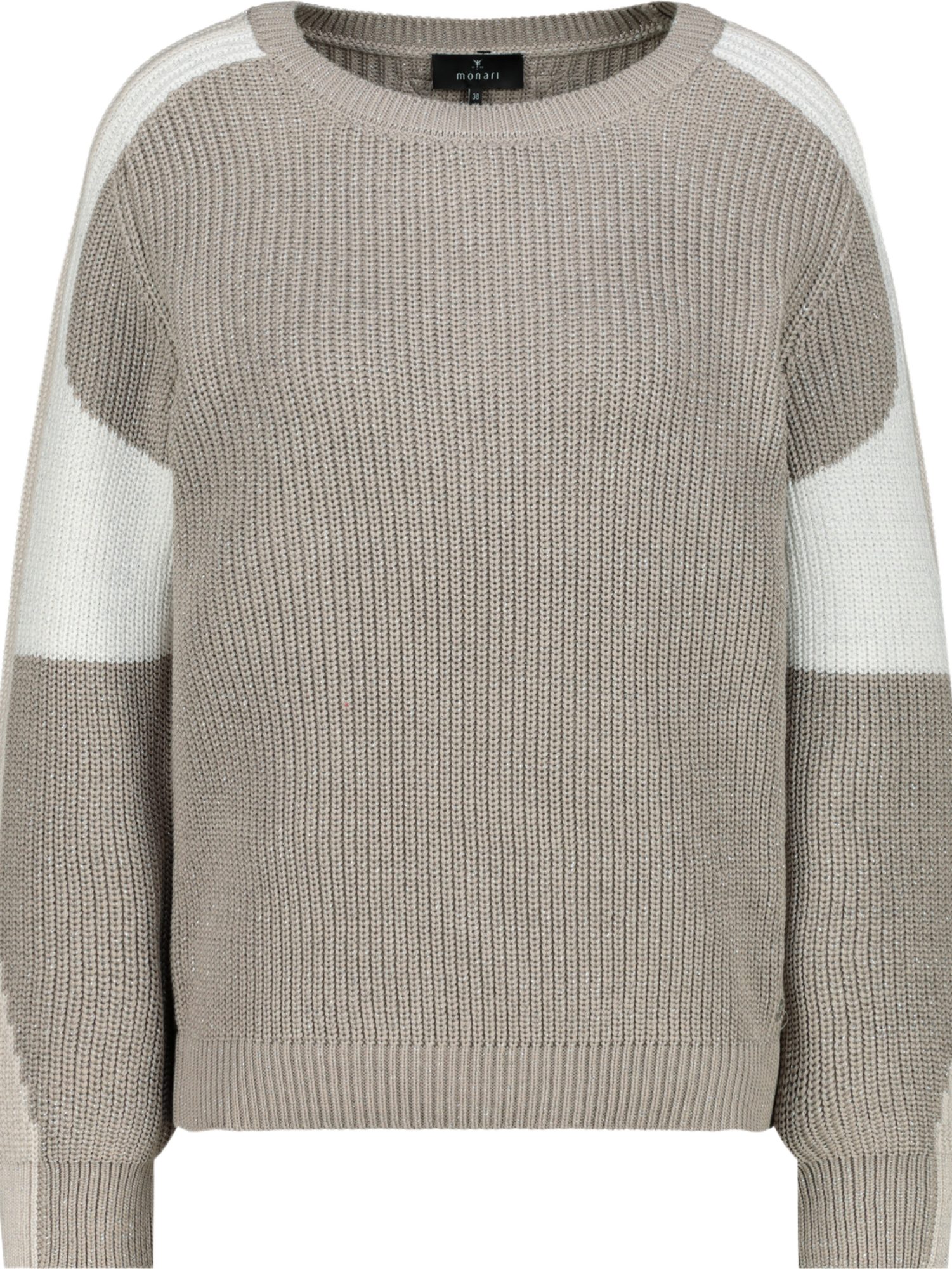 Monari Strickpullover natur,Casual,Polyacryl,Colorblock,Rundhals,Lang,Regular Fit
