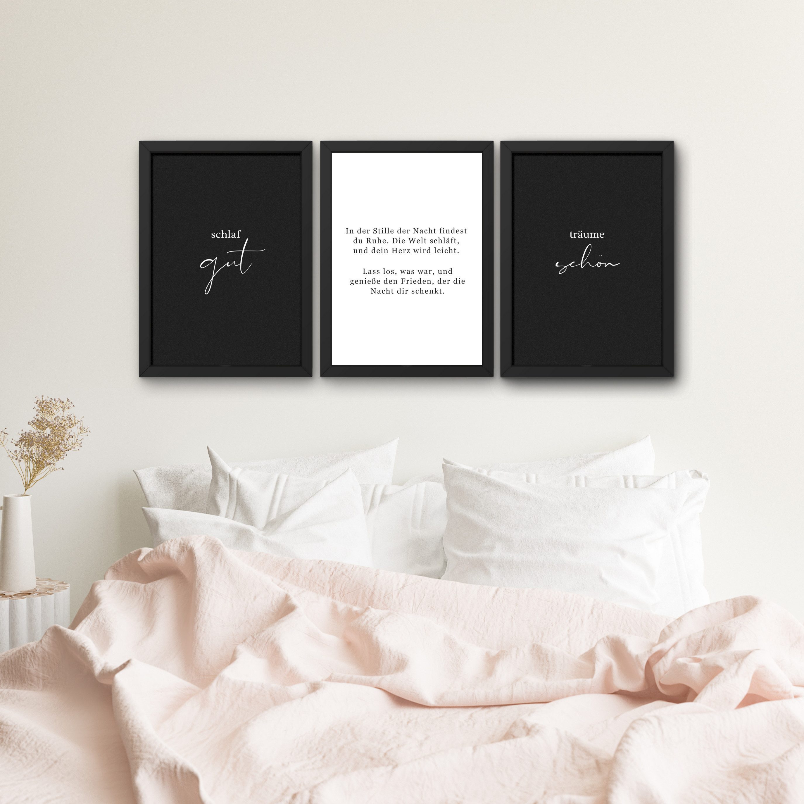 Egn Home Poster Sweet Dreams – Stilvolles 3er-Poster-Set mit Rahmen, Perfekt als Geschenk, Hochwertiger Druck auf 250 g/m²