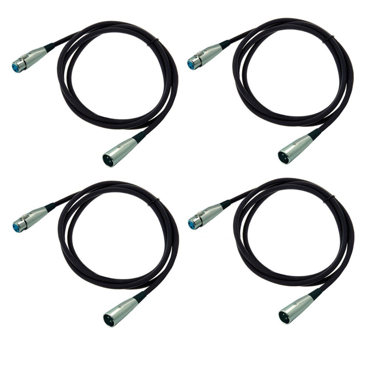 ARLI 4x XLR Mikrofonkabel 5m – Symmetrisch 3-polig, Stecker auf Kupplung Audio-Kabel, XLR, XLR (500 cm), Ø6mm abgeschirmt für Mikrofon Mischpult Studio PA