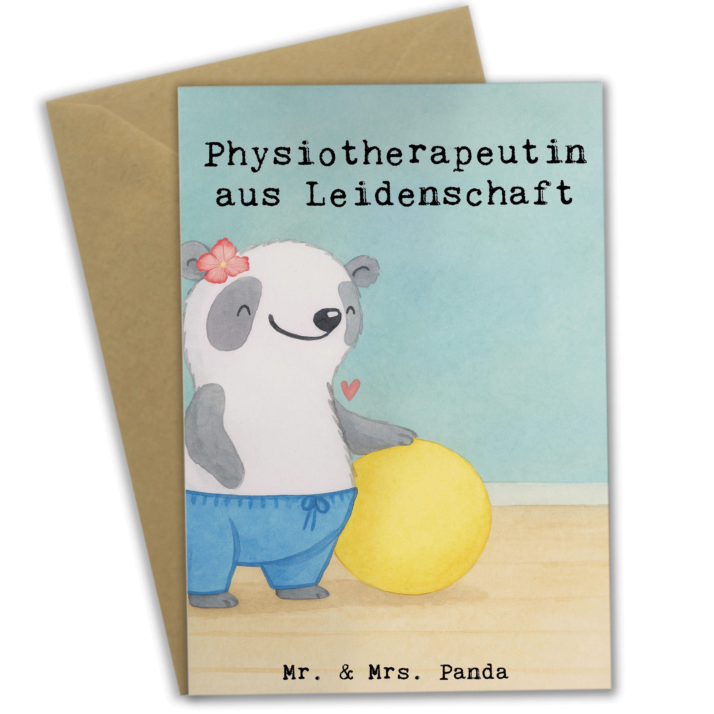 Mr. & Mrs. Panda Grußkarte Physiotherapeutin Leidenschaft Design, Grußkarte, Weiß, hochzeitskart, osterkarten osterkarte Klappkarte