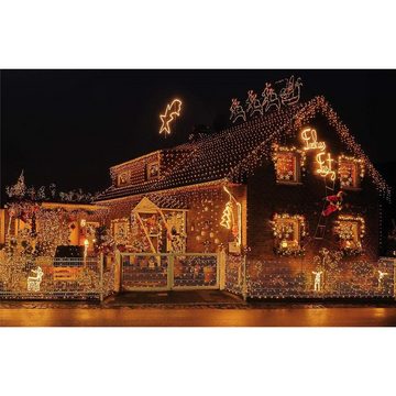 Idena LED-Lichterkette Lichterkette 80er mit warm weißen LED, für innen und außen Timer Party Deko Weihnachten