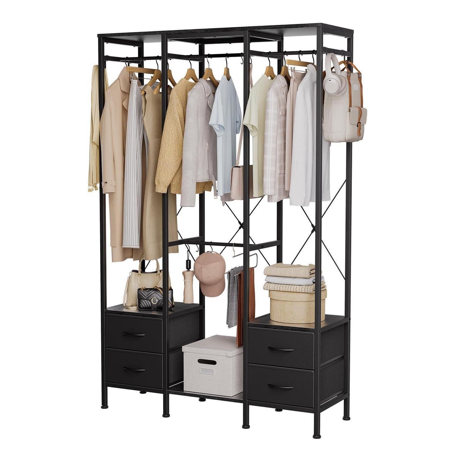 LuxusKollektion Kleiderständer Kleiderständer 4 Schubladen Schwarz