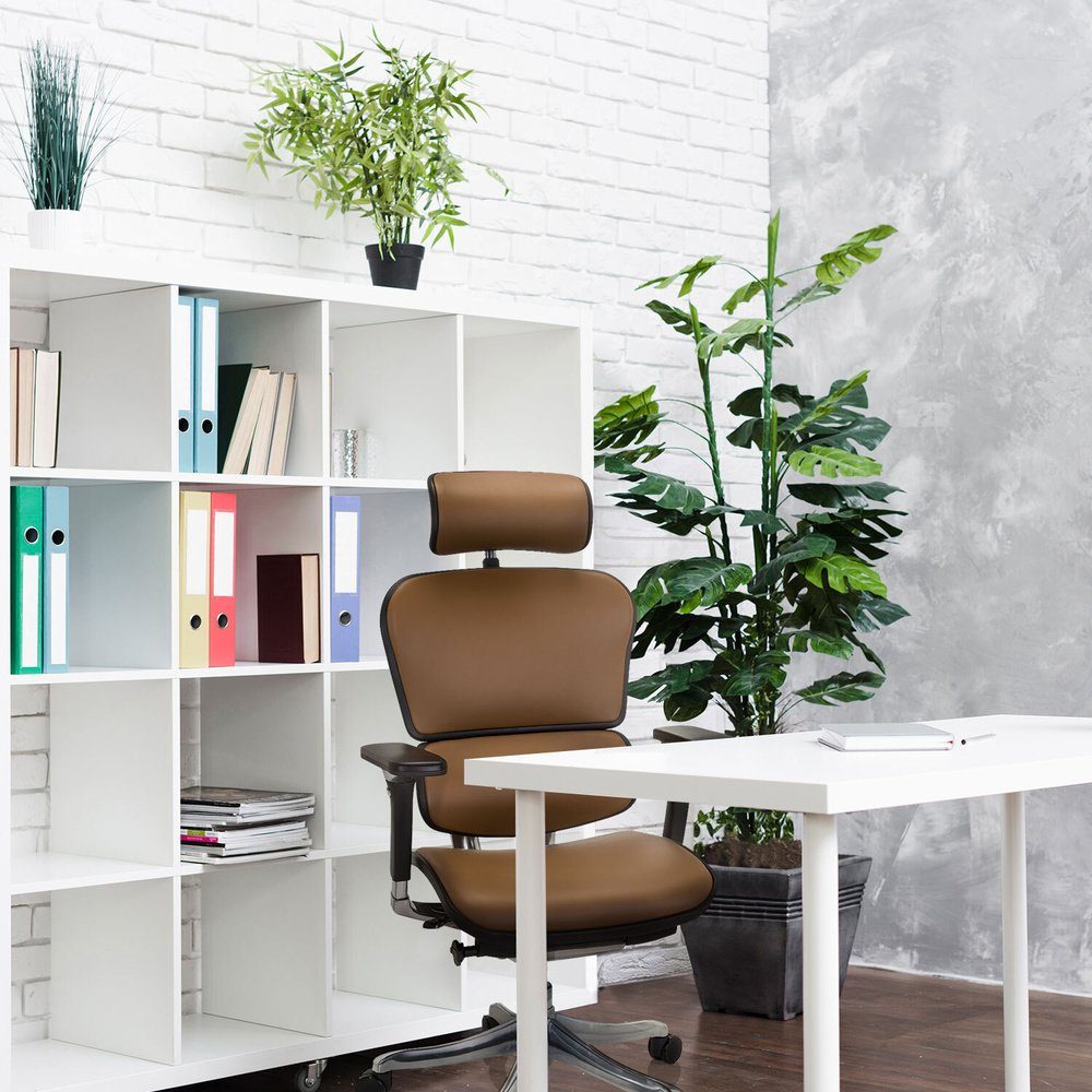 Schreibtischstuhl End Bürostuhl PLUS Leder hjh OFFICE Hellbraun ERGOHUMAN ergonomisch (1 St), High Drehstuhl