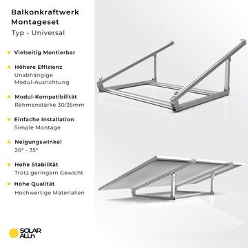 smartEC Universal Balkonhaken Solarmodul-Halterung, (Neigungswinkel 20–35° Flexible Ausrichtung Einfache Montage)