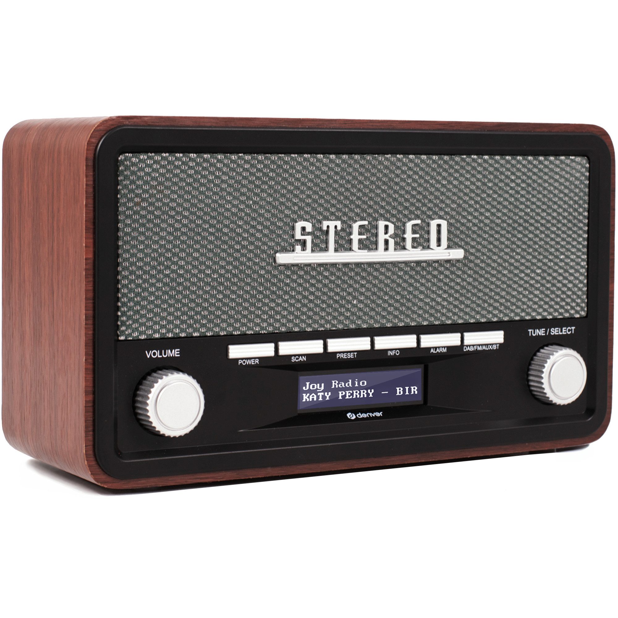 Denver DAB-18 Digitalradio (DAB) (Retro-Design, Bluetooth, DAB+ / FM (RDS), Stereo, LCD-Display, AUX-In)