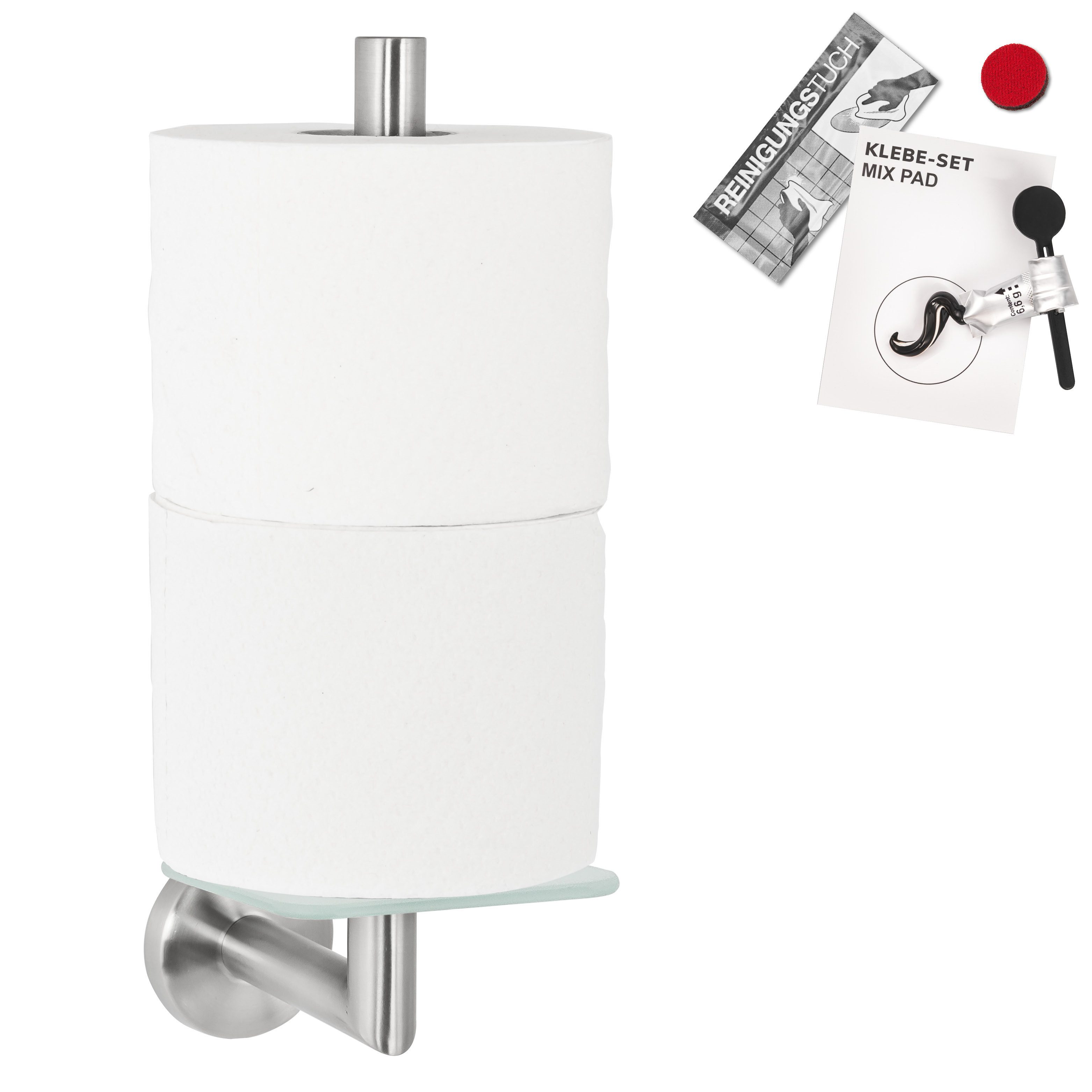 bremermann Toilettenpapierhalter Bad-Serie PIAZZA - mit Glasboden inkl. Kle günstig online kaufen