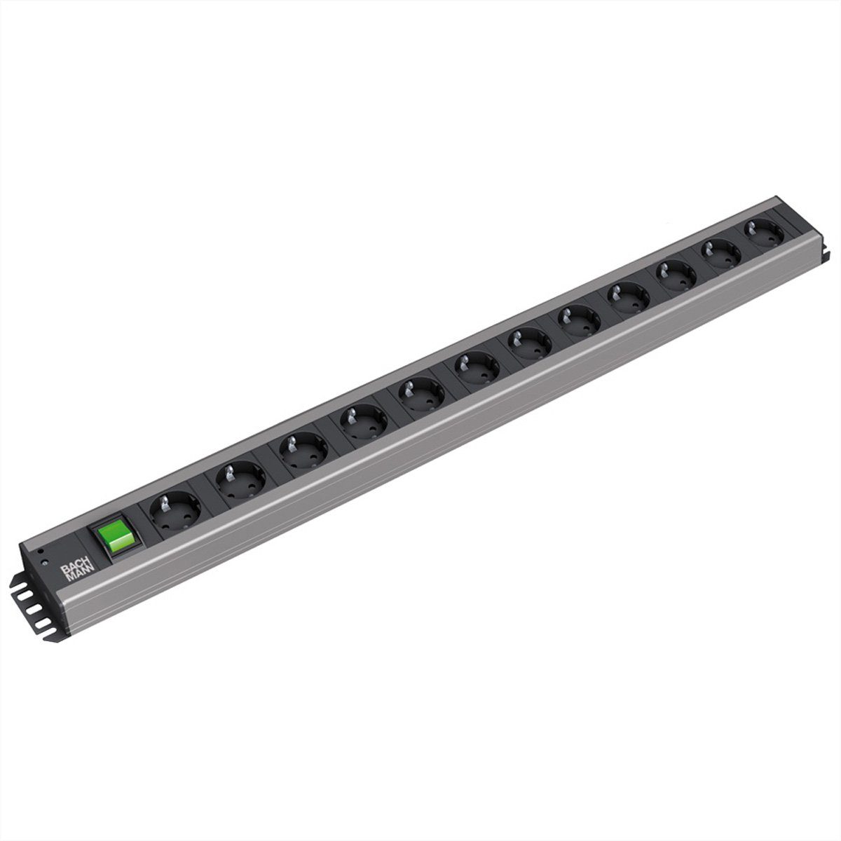 Bachmann Handwerkerleiste 12x Schutzkontakt, Schalter Steckdosenleiste (Kabellänge 2 m), 300.005