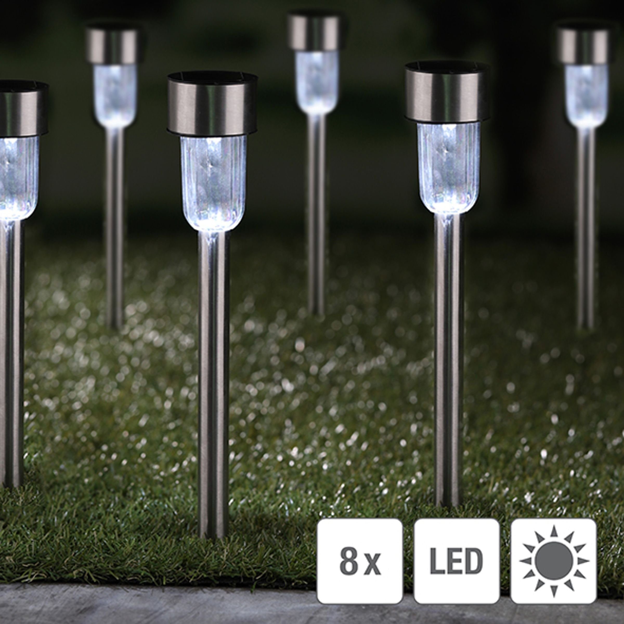 Gravidus LED Solarlampen Garten Solarleuchte Set 8er