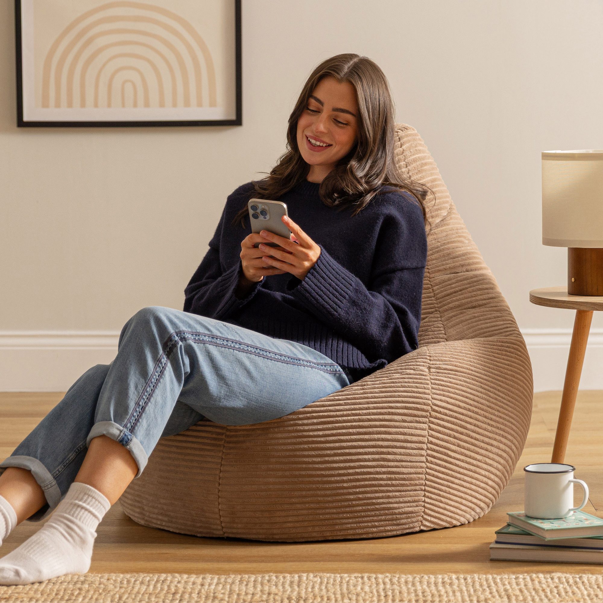 icon Sitzsack Sessel mit Liege aus Cord „Dalton“, Sitzsack XXL Gaming Sitzs günstig online kaufen