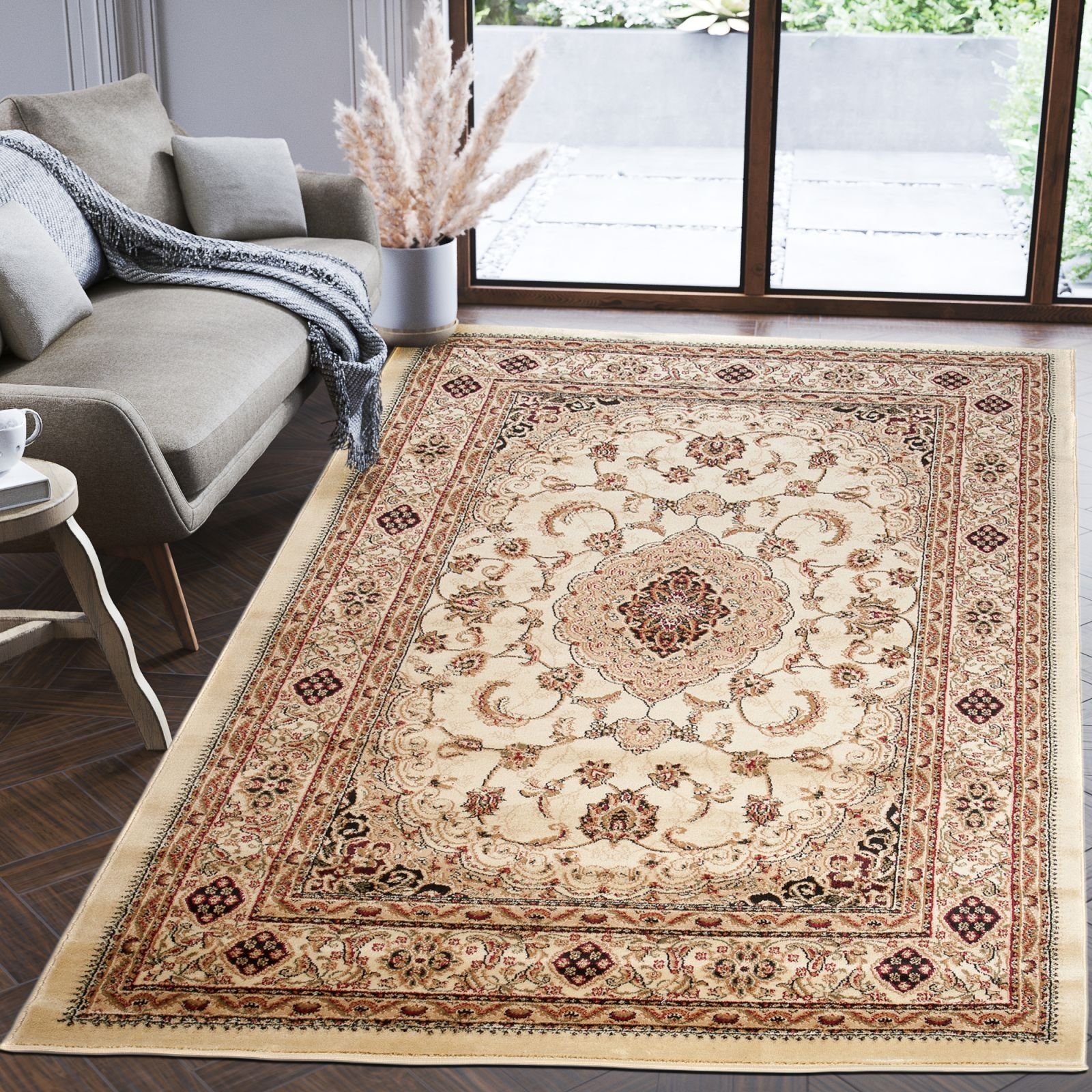 Orientteppich Oriente Teppich - Traditioneller Teppich Orient Creme Ivory, Mazovia, 60 x 100 cm, Geeignet für Fußbodenheizung, Pflegeleicht, Wohnzimmerteppich