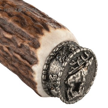 Holz-Leute Brotzeitmesser Trachtenmesser mit Hirschkappe (1 Stück), Hirschfänger, Klinge aus Solingen, Hirschkappe, mit Lederscheide