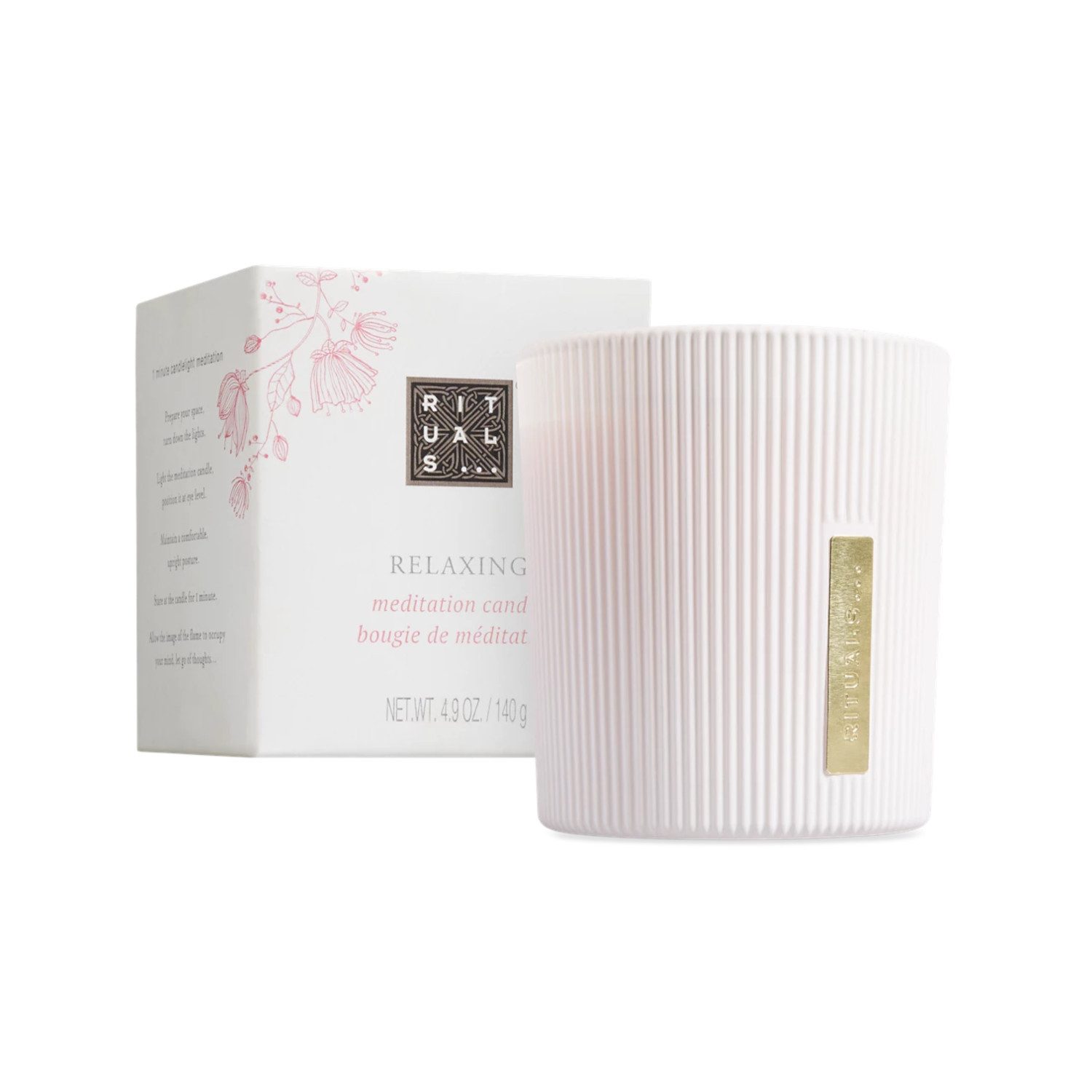Rituals Duftkerze Rituals The Ritual Of Sakura Mini Ribbed Candle 140 g. (1-tlg), Duftkerze mit Kirschblüten und Reis-Milch
