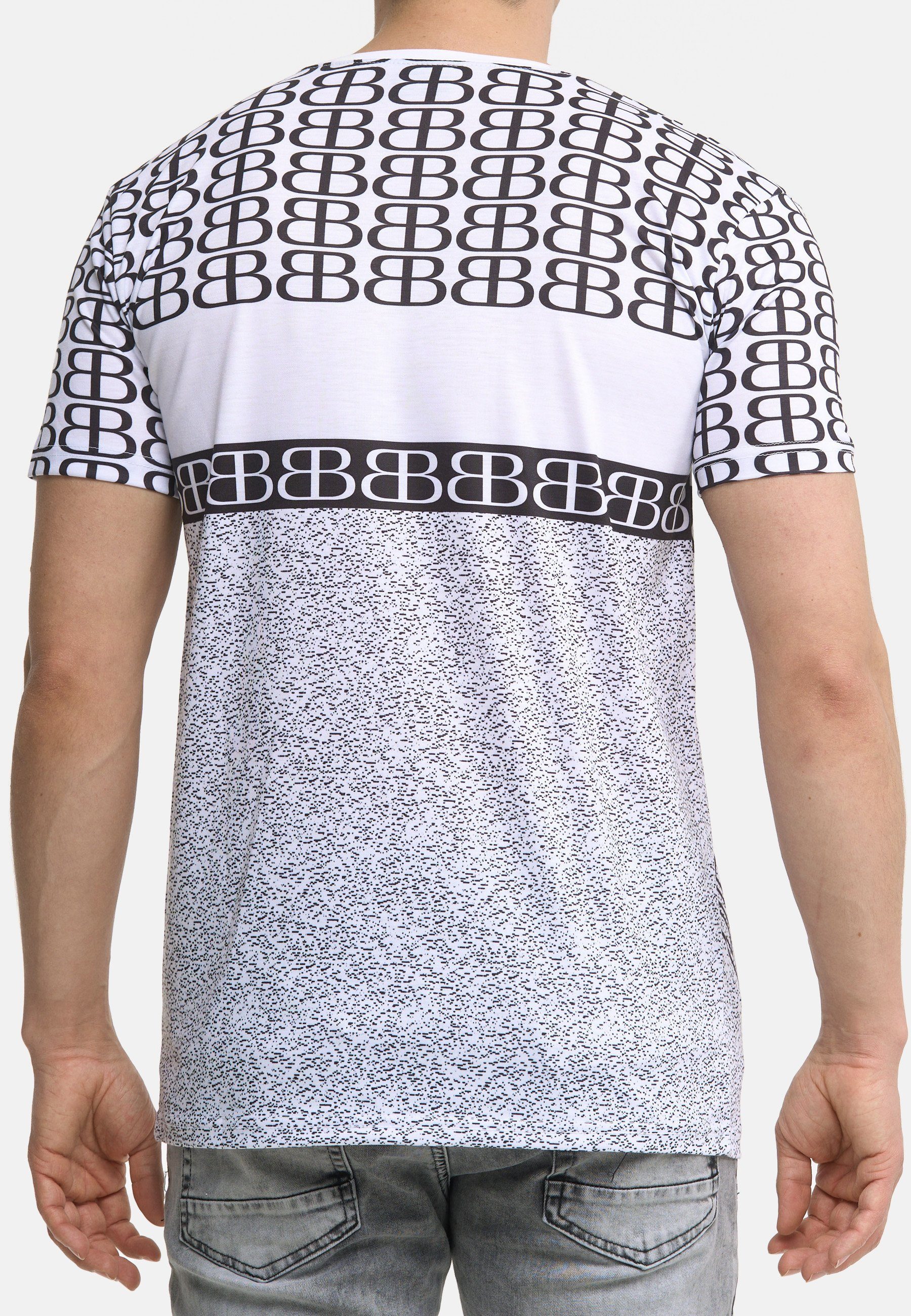 1-tlg) Designer Oberteil T-Shirt Tee Weiß T-Shirt Herren Code47 (Longsleeve Code47 Polo Printshirt Shirt, Shortsleev